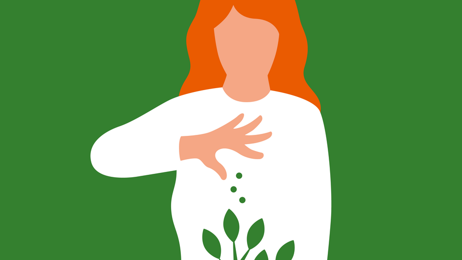 Illustration einer Person, die Samen aussäht