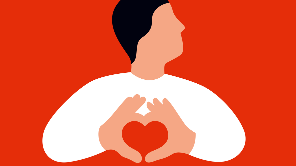 Illustration einer Person, die mit den Händen ein Herz formt