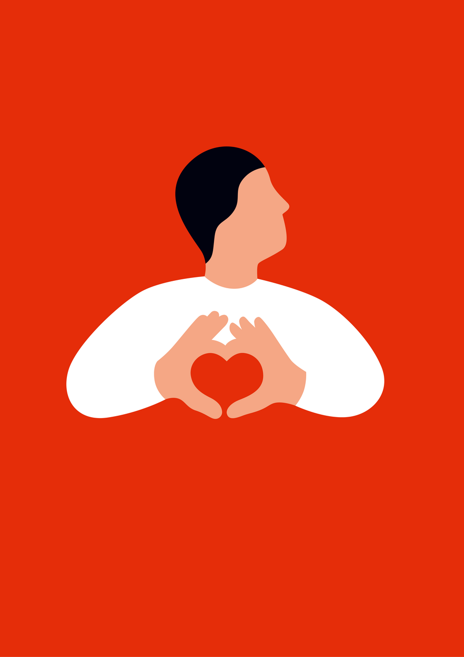 Illustration einer Person, die mit den Händen ein Herz zeigt