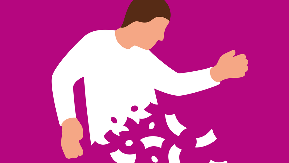 Grafik einer Person, die Stücke seines Oberteils verliert