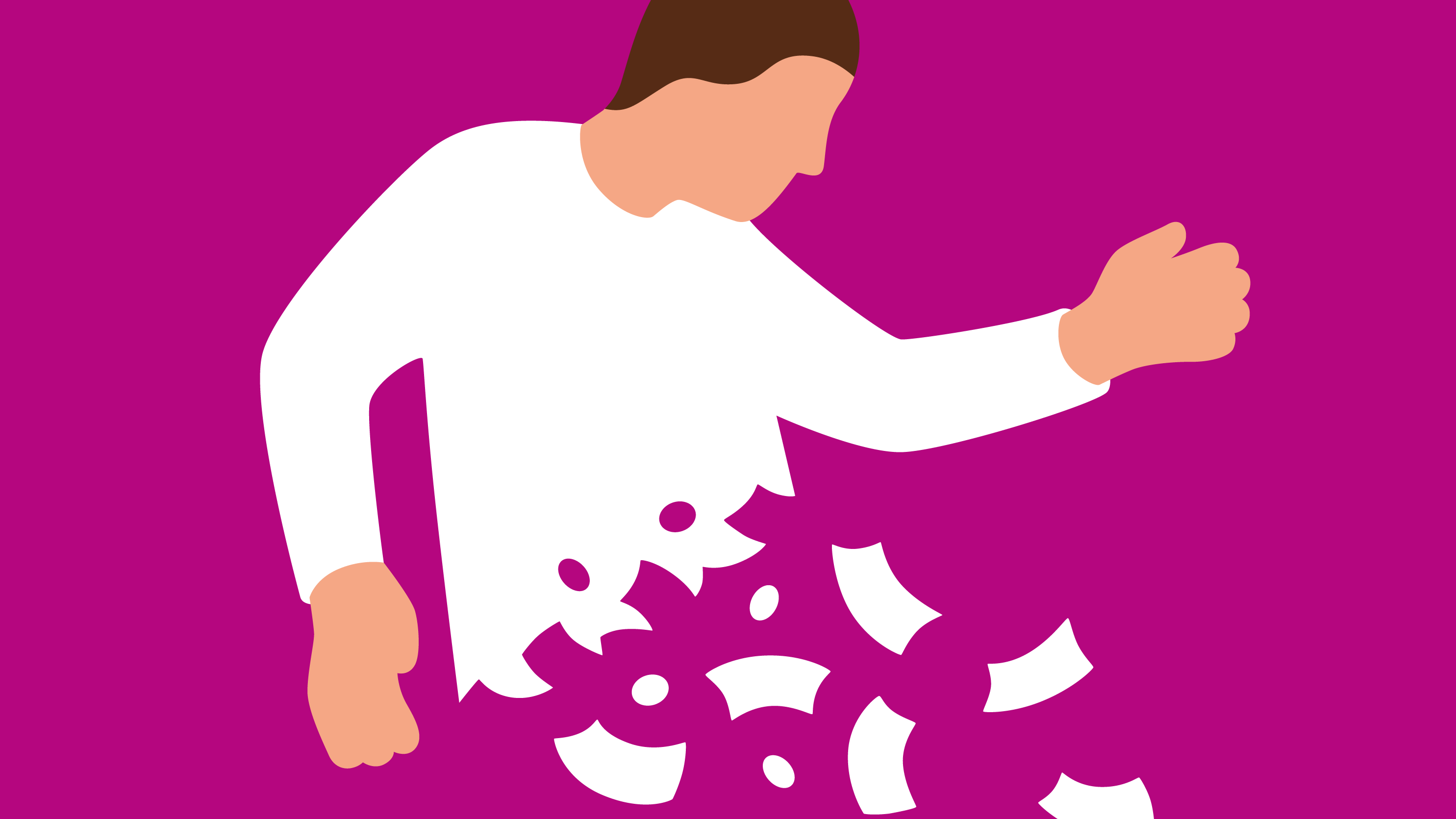 Illustration einer Person die Teile der Kleidung verliert
