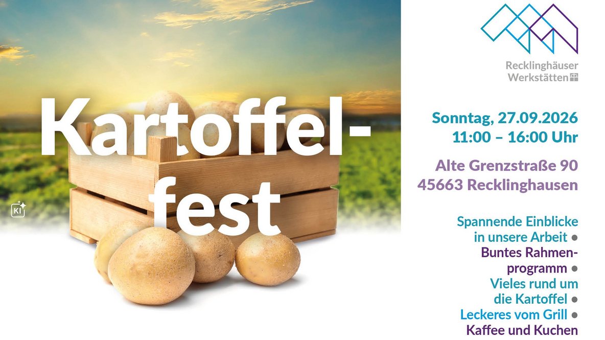Grafik mit einer Kartoffelkiste vor einer grünen Landschaft
