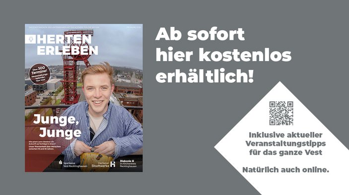 graue Grafik mit dem Titelbild von "Herten erleben"