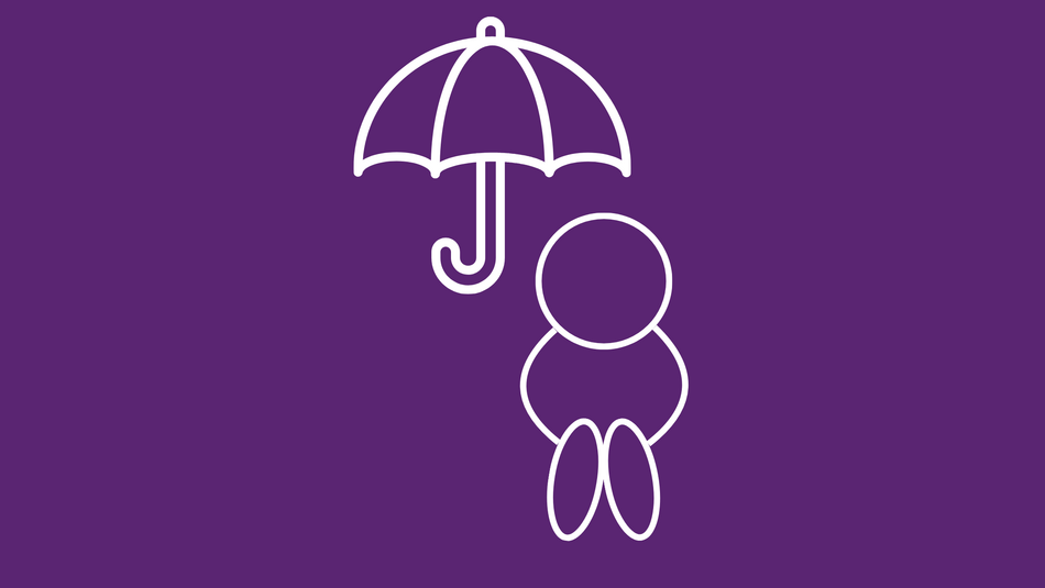 Grafik von einer Figur, die unter einem Regenschirm sitzt